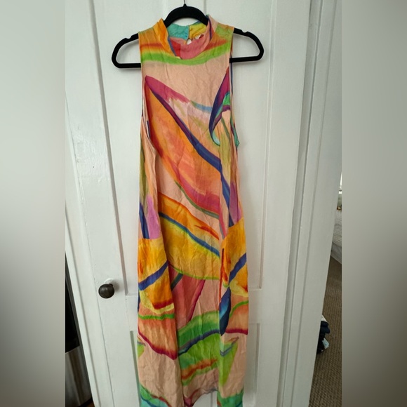 COPY - Anthropologie Farm Rio Maxi Dress Halter Abstract Painterly Pocket - Picture 6 of 6